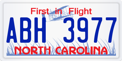 NC license plate ABH3977