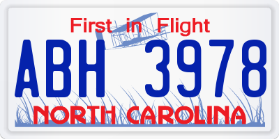 NC license plate ABH3978