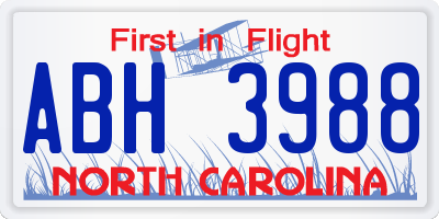 NC license plate ABH3988