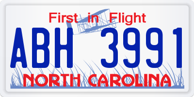 NC license plate ABH3991