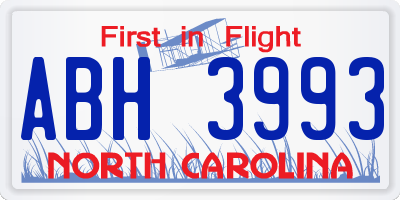 NC license plate ABH3993