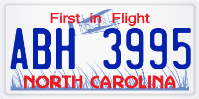 NC license plate ABH3995