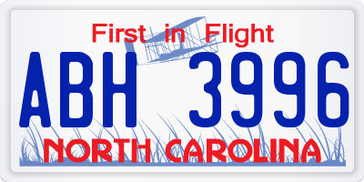 NC license plate ABH3996