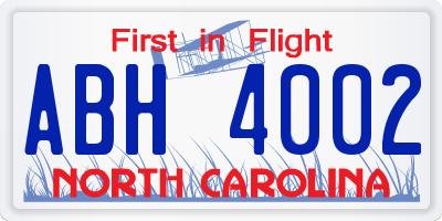 NC license plate ABH4002