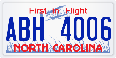 NC license plate ABH4006