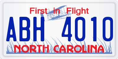 NC license plate ABH4010