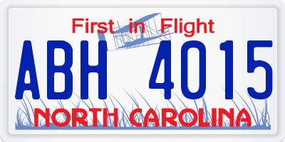 NC license plate ABH4015