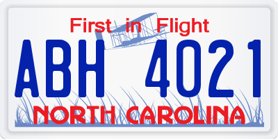 NC license plate ABH4021