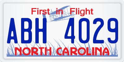 NC license plate ABH4029