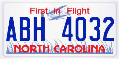 NC license plate ABH4032