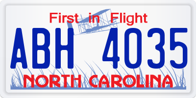 NC license plate ABH4035
