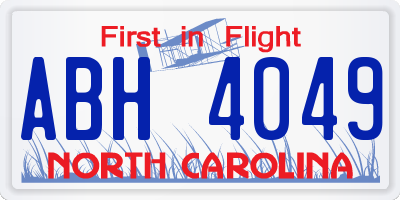 NC license plate ABH4049