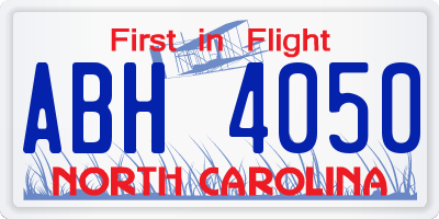 NC license plate ABH4050