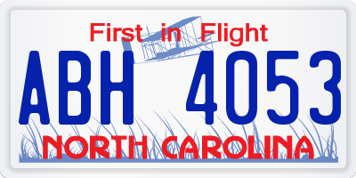 NC license plate ABH4053