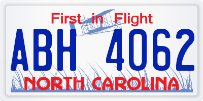 NC license plate ABH4062