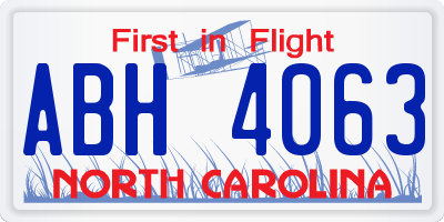 NC license plate ABH4063