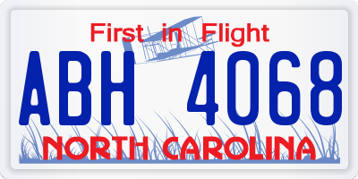 NC license plate ABH4068