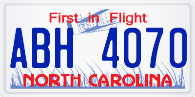 NC license plate ABH4070