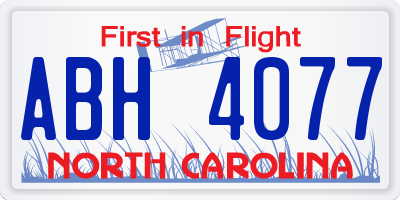 NC license plate ABH4077