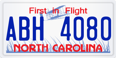 NC license plate ABH4080