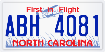 NC license plate ABH4081