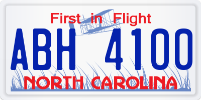 NC license plate ABH4100