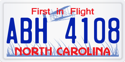 NC license plate ABH4108
