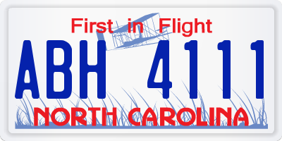 NC license plate ABH4111