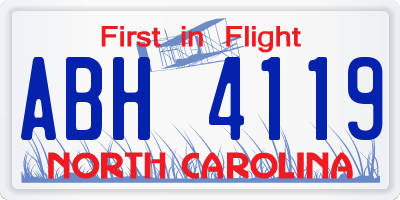 NC license plate ABH4119