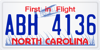 NC license plate ABH4136