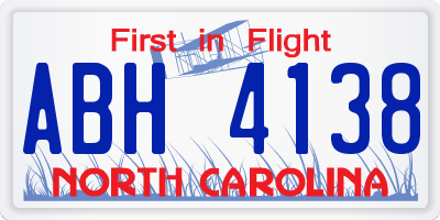 NC license plate ABH4138