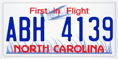 NC license plate ABH4139