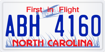 NC license plate ABH4160