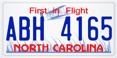 NC license plate ABH4165