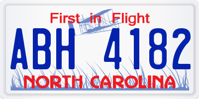 NC license plate ABH4182
