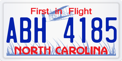 NC license plate ABH4185