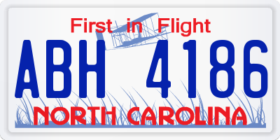 NC license plate ABH4186