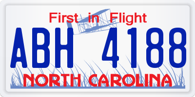 NC license plate ABH4188