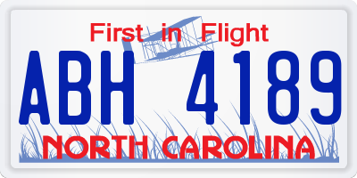 NC license plate ABH4189