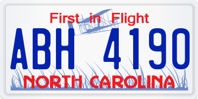 NC license plate ABH4190