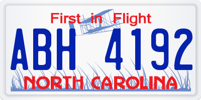 NC license plate ABH4192