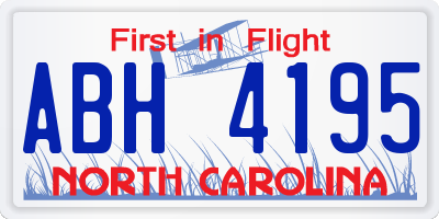 NC license plate ABH4195