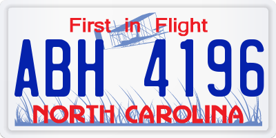 NC license plate ABH4196