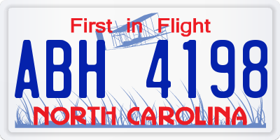 NC license plate ABH4198