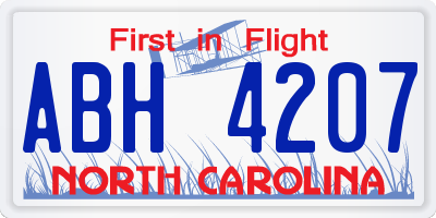 NC license plate ABH4207