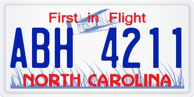 NC license plate ABH4211