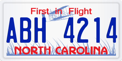 NC license plate ABH4214