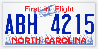 NC license plate ABH4215