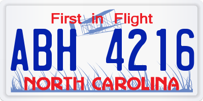 NC license plate ABH4216