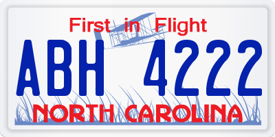 NC license plate ABH4222